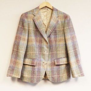 Vintage Frank Borenstein 100% Wool Pastel Oversized Plaid Blazer Jacket S/M